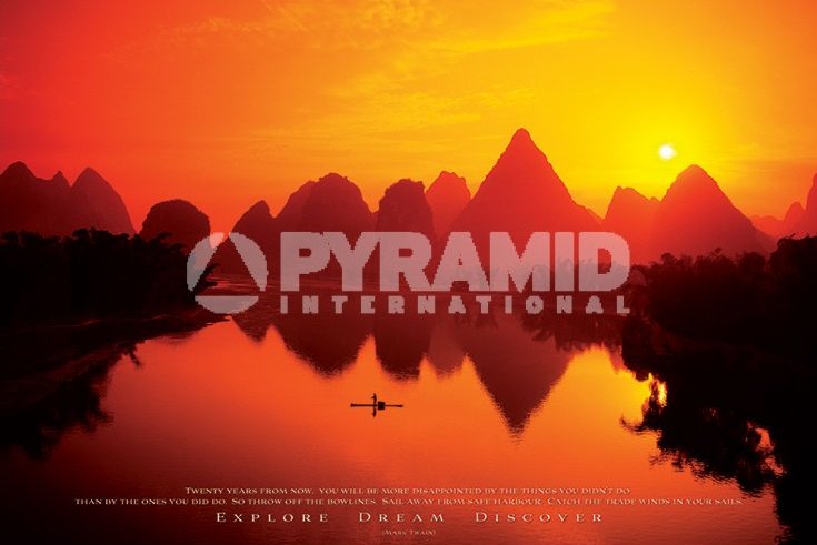 Poster Fotografico Tramonto sul Lago Canoa Palme