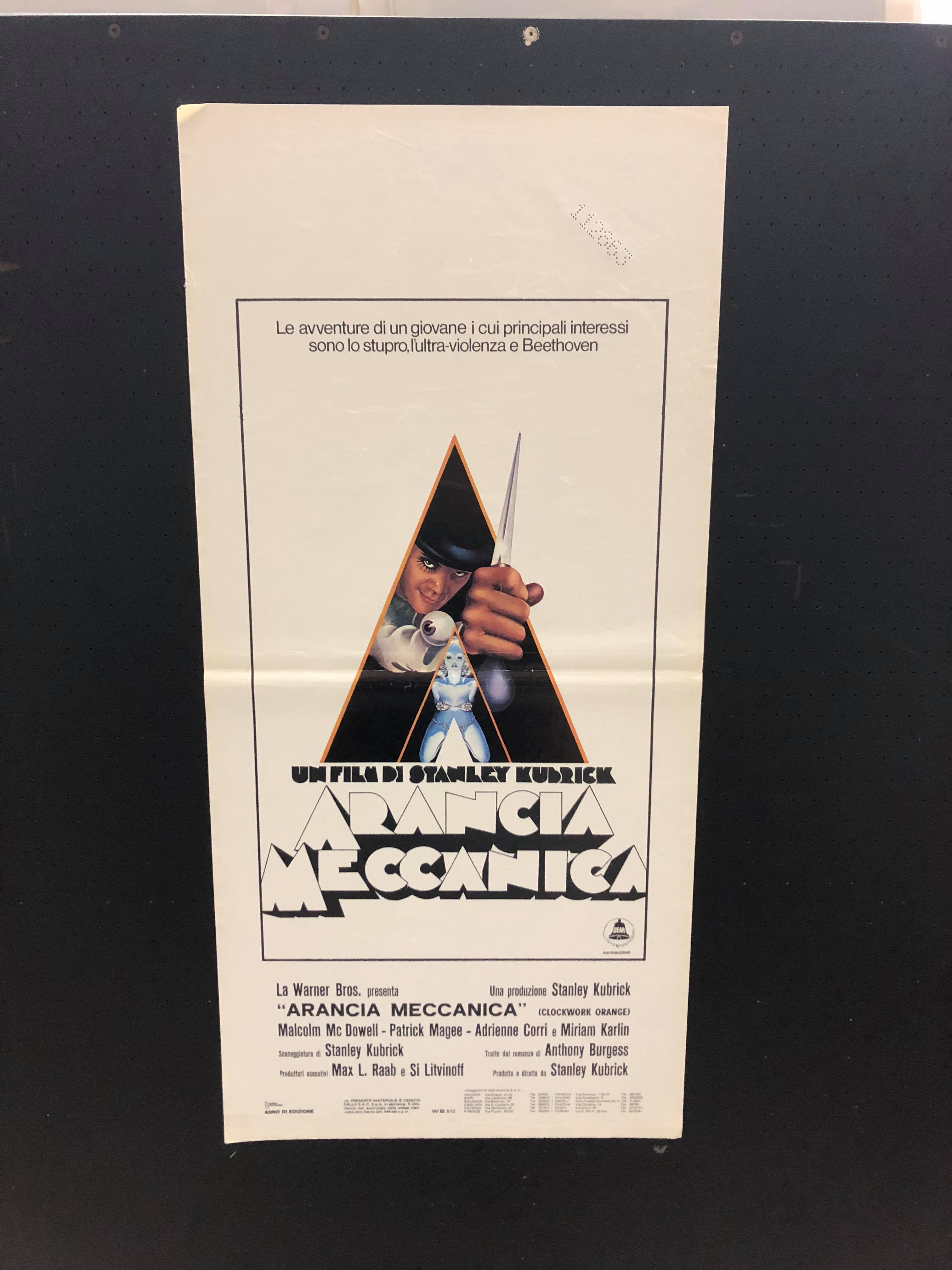 Arancia Meccanica - rarità locandina ediz. 1975 cm. 33x70