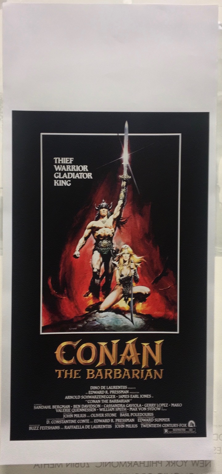 Conan il Barbaro locandina Schwarzenegger cm. 33x70 ristampa di